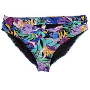 TIME & TRU Mid-Rise V-Front Bikini Swim Bottoms‎ 3X (24W-26W) Tropical Multi NEW